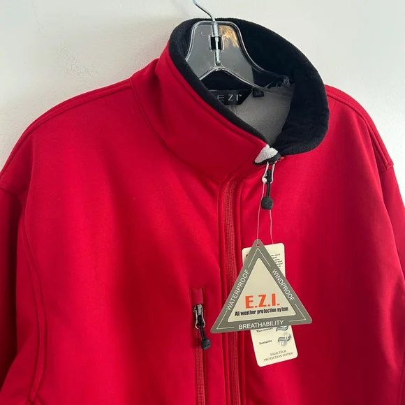 NWT Softshell Fleece Lined Waterproof Jacket Red Size Large - Picture 3 of 17